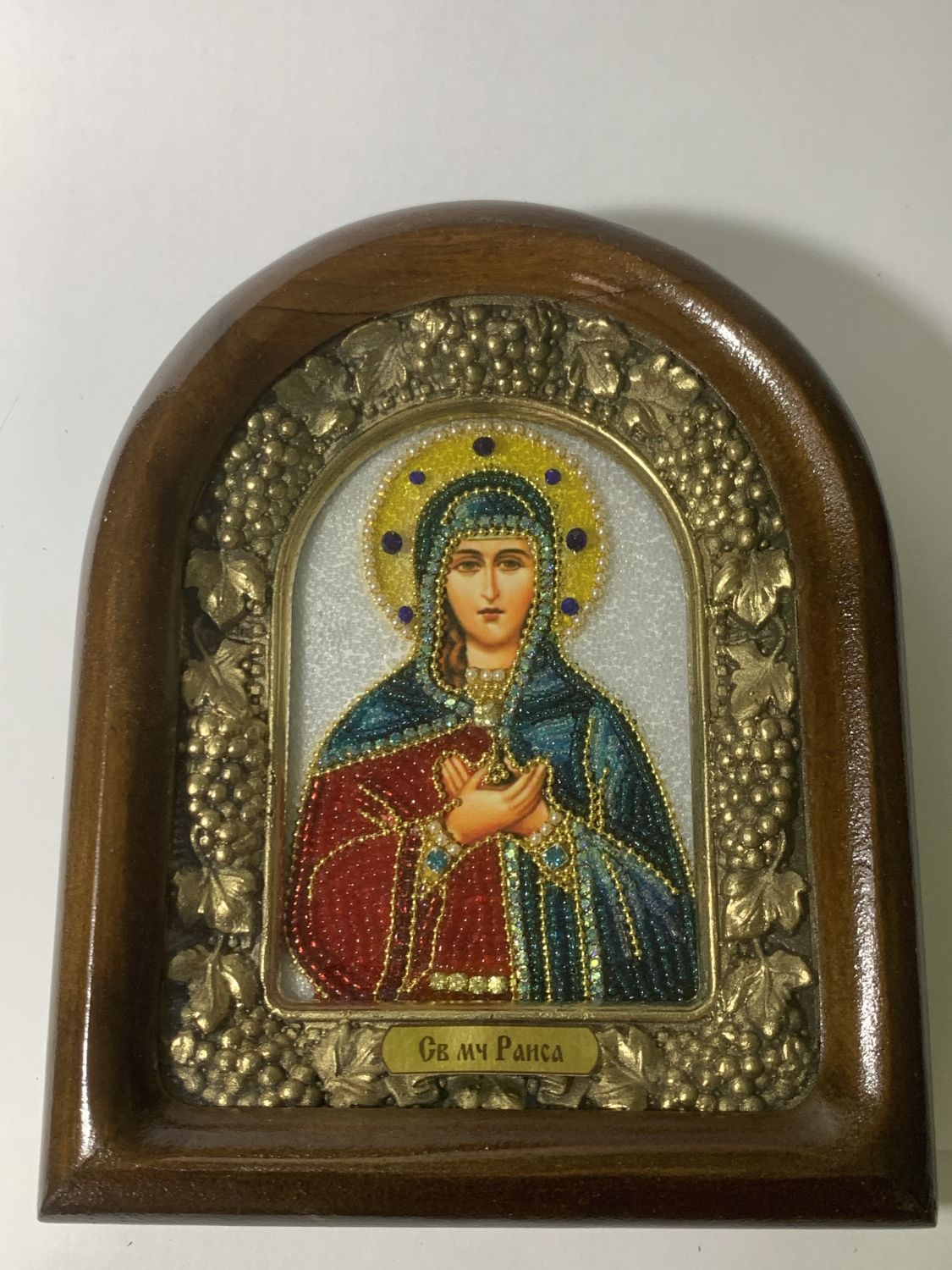 Икона именная 123 Раиса Ираида Александрийская бисер 17 см