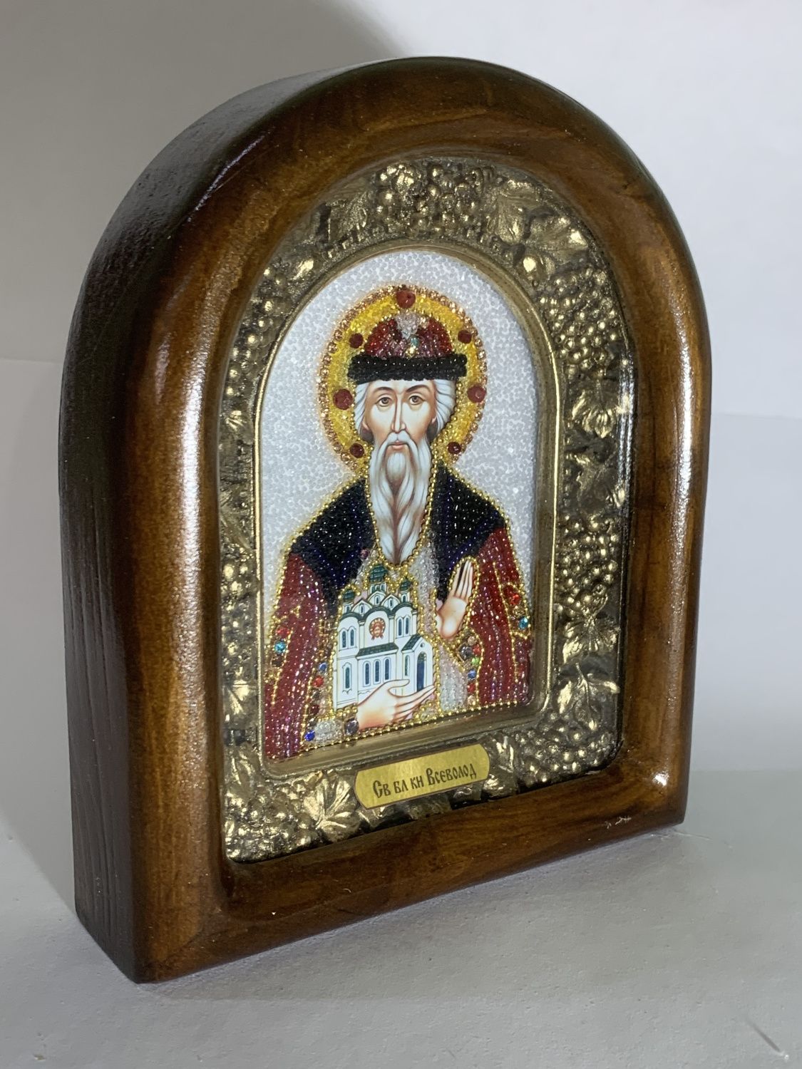 Икона именная 053 Всеволод Новгородский Псковский бисер 17 см