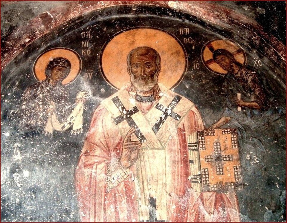 Фреска Святителя Николая, средневековый храм