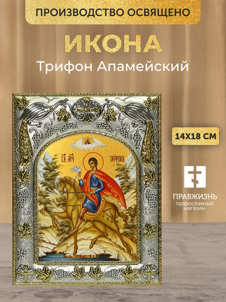Икона Трифон Апамейский в ризе, 18х14 см