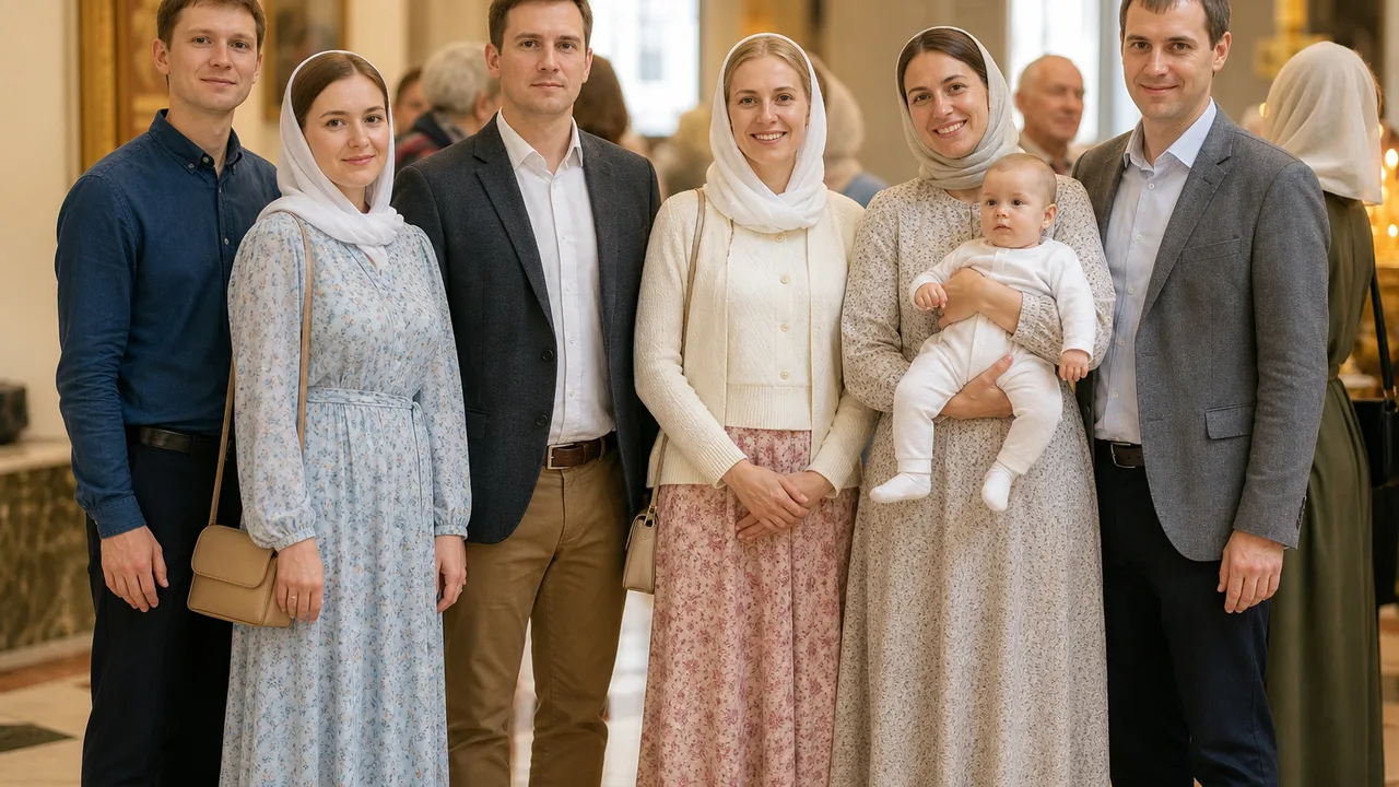 Гости на венчании в скромной одежде