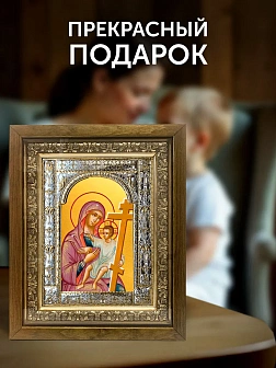 Икона Новоникитская Божия Матерь в ризе и деревянном киоте, 33х27 см