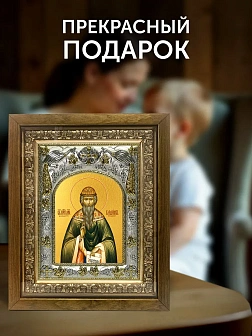 Икона Вадим Персидский в ризе и деревянном киоте, 26х22 см