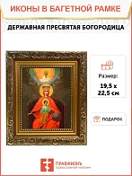 Икона Божией Матери Державная, широкая рамка 19,5х22,5х2 см 064