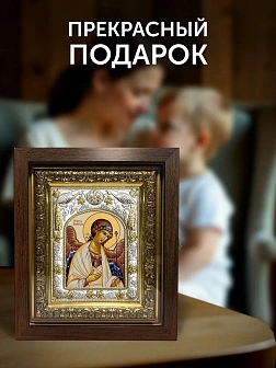 Икона Ангел Хранитель в ризе и киоте под дерево, 27х23 см