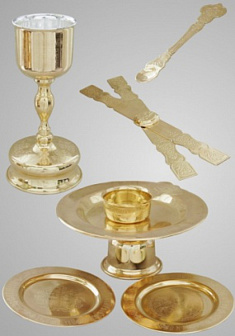 Потир 0.5 с принадлежностями с вклад.(нерж. сталь) золочение