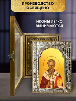Икона Андрей Критский в ризе и деревянном киоте, 33х27 см