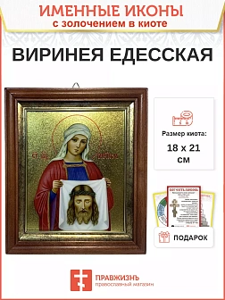 Икона  Вероника Виринея Едесская мученица с золочением, киот 18х21х4 см