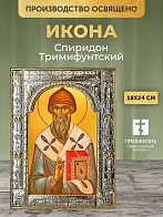 Икона Спиридон Тримифунтский в ризе, 18x24 см