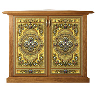 Жертвенник "Маркетри" 0, 9х0, 9 угловой с полкой и дверцей