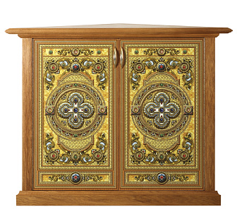 Жертвенник "Маркетри" 0, 9х0, 9 угловой с полкой и дверцей