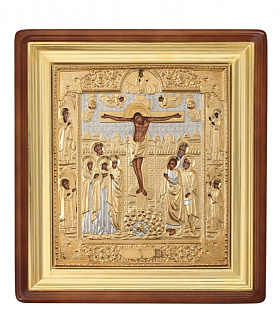 Икона живописная в киоте 30х40 масло, риза №90, киот №1 Распятие Икона живописная в киоте 30х40 масло, риза №90, киот №1 Распятие