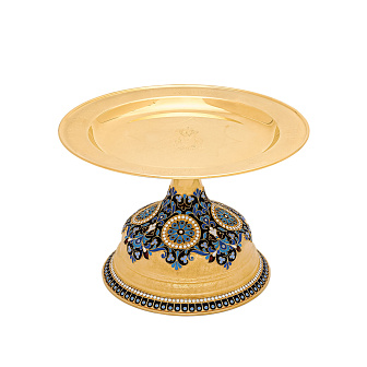 Дискос с поддискосником / ф240мм-песочные часы 1, 0л потира / филигрань, эмаль, ручная гравировка / золочение