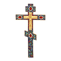 Крест напрестольный №2 филигрань, эмаль, литьевое распятие / золочение
