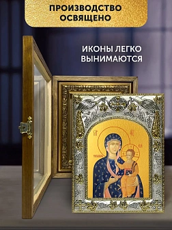 Икона Ченстоховская Божия Матерь в ризе и деревянном киоте, 26х22 см