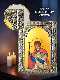 Икона Уар Египетский в ризе и деревянном киоте, 33х27 см