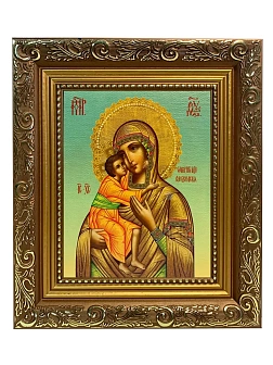 Икона Божьей Матери Феодоровская, широкая рамка 19,5х22,5х2 см 145 Икона Божьей Матери Феодоровская, широкая рамка 19,5х22,5х2 см 145