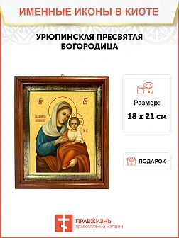 Икона Божией Матери Урюпинская в киоте 18х21х4 см 1198