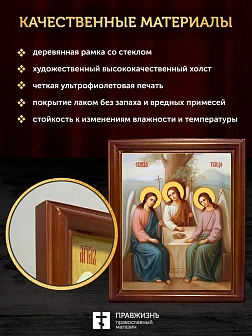 Икона Пресвятая Троица, деревянная рамка со стеклом 15х18х2 см 164