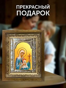 Икона Нина Просветительница Грузии в ризе и деревянном киоте, 33х27 см