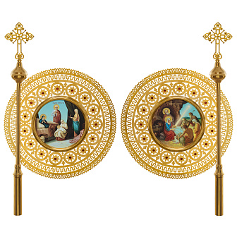 Хоругви №17 штамповка гравировка золочение камни без древок (пара)