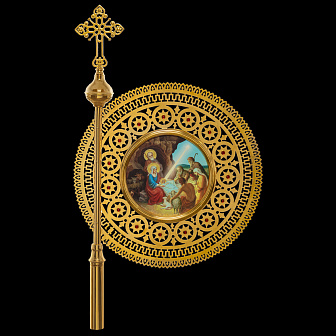 Хоругви №17 штамповка гравировка золочение камни без древок (пара)