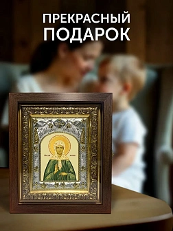 Икона Матрона Московская в ризе и киоте под дерево, 27х23 см
