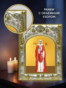 Икона Анна Готфская в ризе и деревянном киоте, 26х22 см