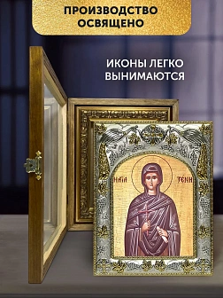 Икона Ксения Миласская в ризе и деревянном киоте, 26х22 см