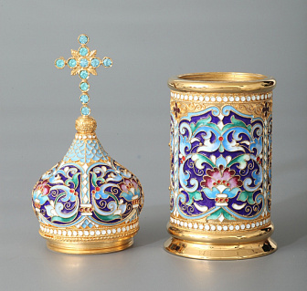 Сосуд для миро филигрань, эмаль / золочение