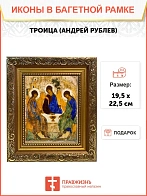 Икона Троица Андрея Рублева, широкая рамка 19,5х22,5х2 см 164
