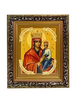 Икона Божией Матери Споручница грешных, узкая рамка 17,5х20,5х2 см 1139