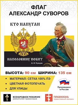 Флаг 111 Суворов Кто напуган наполовину побит 90х135 материал сетка для улицы