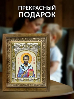 Икона Архипп Колосский в ризе и деревянном киоте, 26х22 см