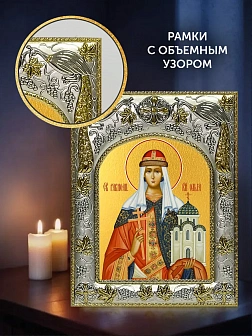 Икона Ольга Великая Княгиня в ризе и деревянном киоте, 26х22 см