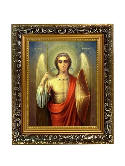 Икона Михаил Архангел, узкая рамка 17,5х20,5х2 см 105