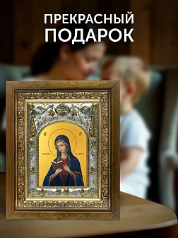 Икона Калужская Божия Матерь в ризе и деревянном киоте, 26х22 см