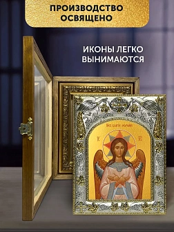 Икона Спас Благое Молчание в ризе и деревянном киоте, 26х22 см