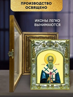 Икона Антипа Пергамский в ризе и деревянном киоте, 26х22 см