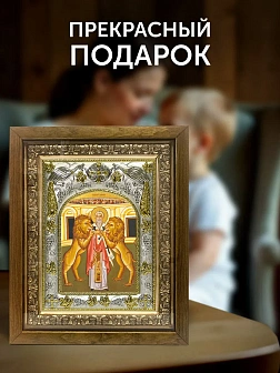 Икона Игнатий Богоносец в ризе и деревянном киоте, 26х22 см