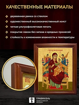 Икона Божией Матери Всецарица, деревянная рамка со стеклом 15х18х2 см 054