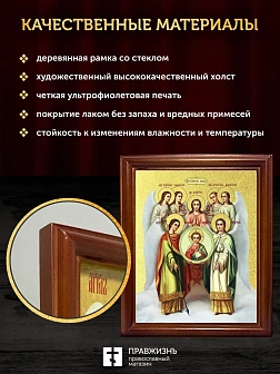 Икона Собор Михаила Архангела с золочением, деревянная рамка со стеклом 15х18х2 см Икона Собор Михаила Архангела с золочением, деревянная рамка со стеклом 15х18х2 см