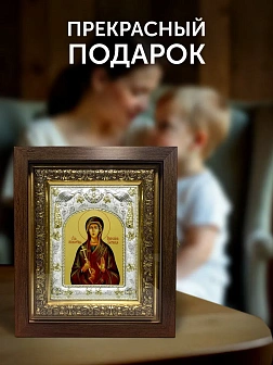 Икона Параскева Пятница в ризе и киоте под дерево, 27х23 см
