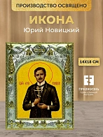 Икона Юрий Новицкий в ризе, 18х14 см Икона Юрий Новицкий в ризе, 18х14 см