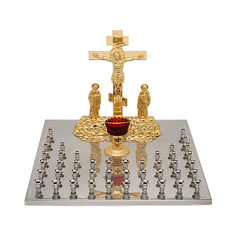 Крышка панихидного стола 44 свечи нержавеющая сталь частичное золочение