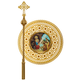 Хоругви №17 штамповка гравировка золочение камни без древок (пара)