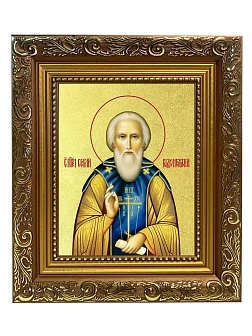 Икона "Сергий Радонежский", св. прп., с золочением поталью, 09096-УЛ