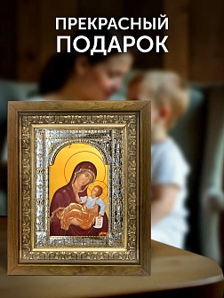 Икона Муромская Божия Матерь в ризе и деревянном киоте, 33х27 см