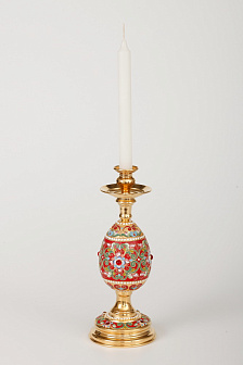 Подсвечник-яйцо №4 филигрань, эмаль, роспись / золочение