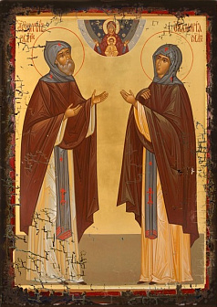 Икона КИРИЛЛ и МАРИЯ Радонежские, Преподобные (МЕШКОВИНА)